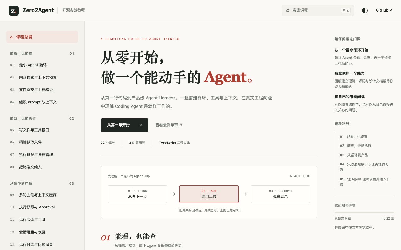 Zero2Agent 在线课程实际页面预览